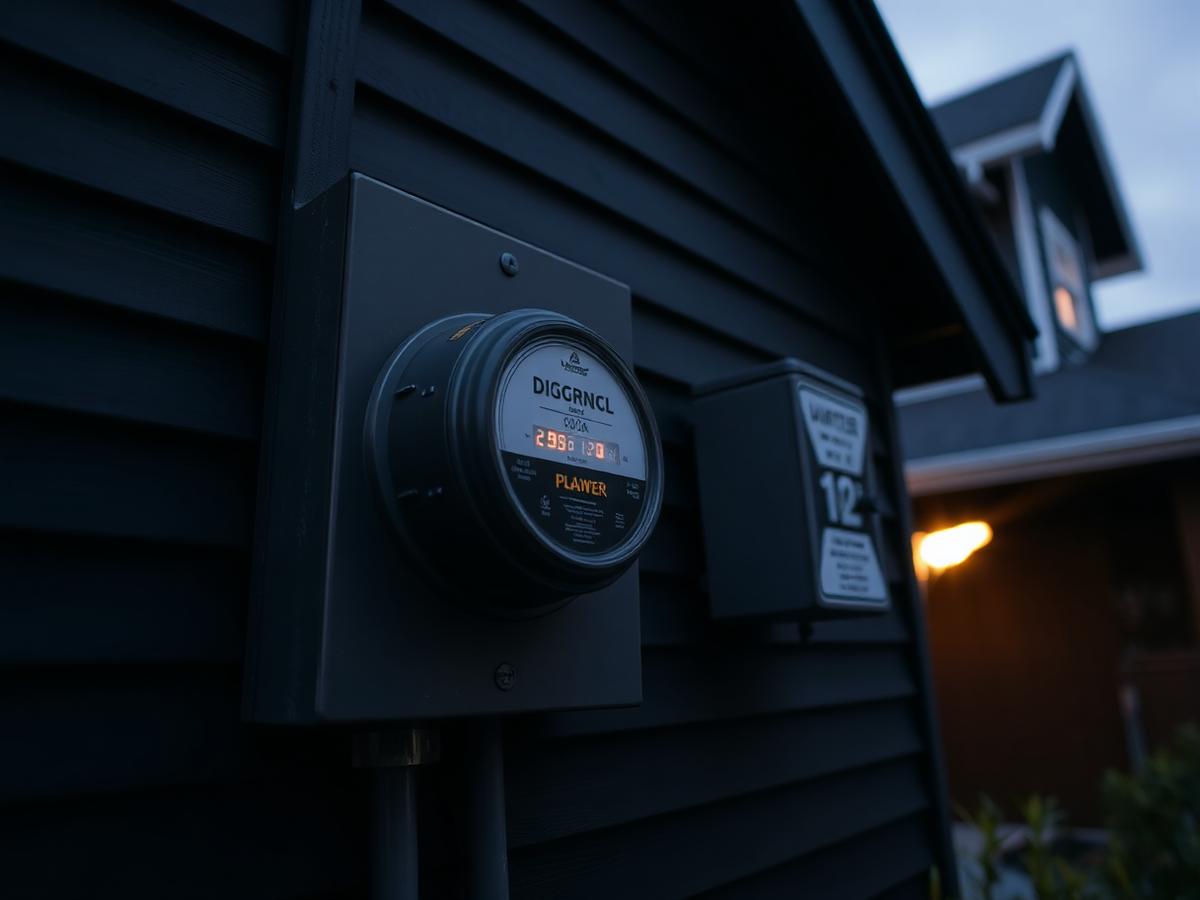 New 200 amp electrical meter and service disconnect installed on a Ballard home exterior